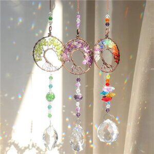Sun Catcher Crystal Hanging Tree of Life SunCatchers Healing Crystals for Indoor